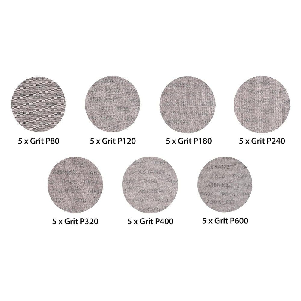 Mirka 6 Inch Maroon Assorted Pack 80-600 Grit Mesh Sanding Disc 35 Pieces, large image number 2