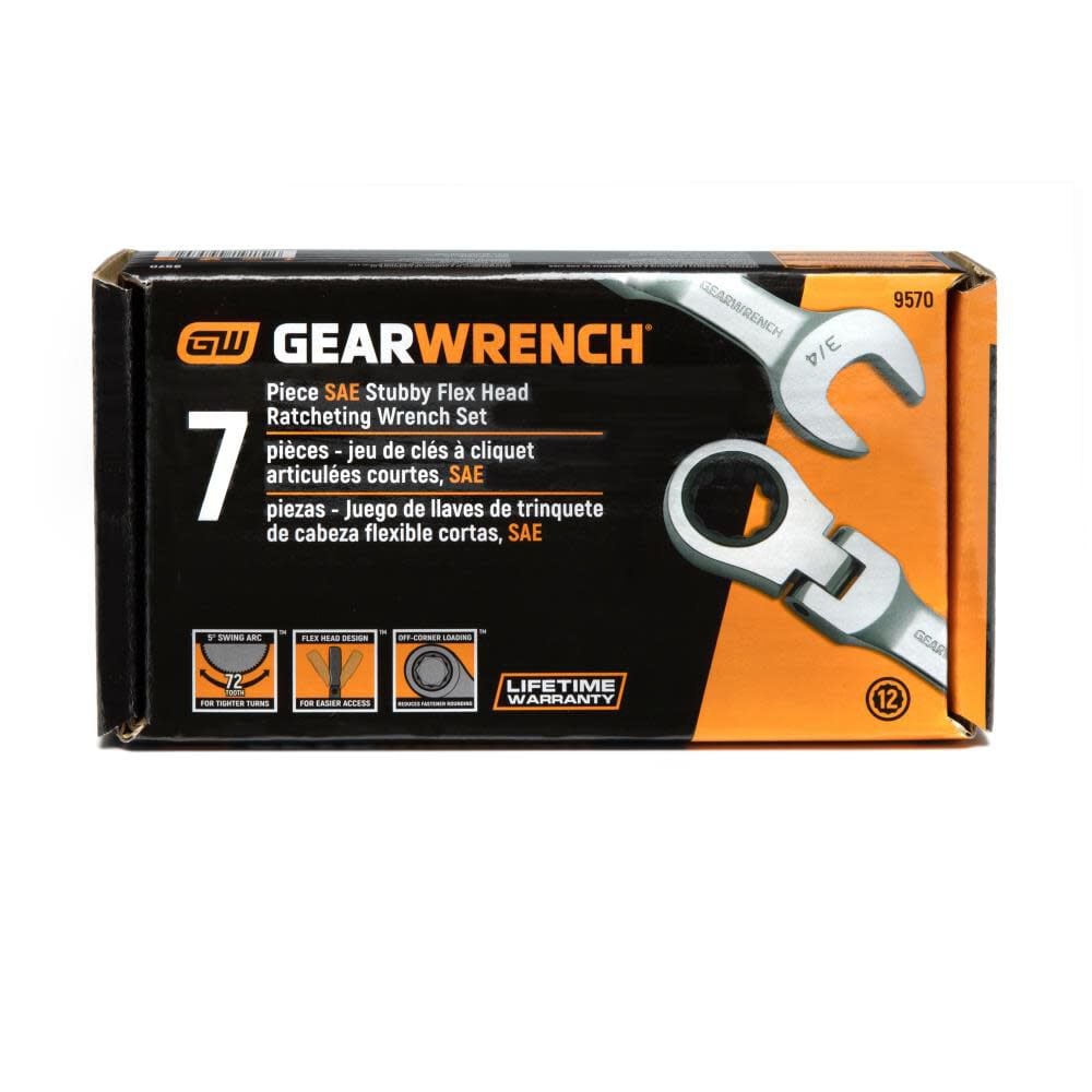 Gearwrench Ratcheting Wrench Set 7 Pc Sae Stubby Flex Combination 9570 Simolary simolary.com 9