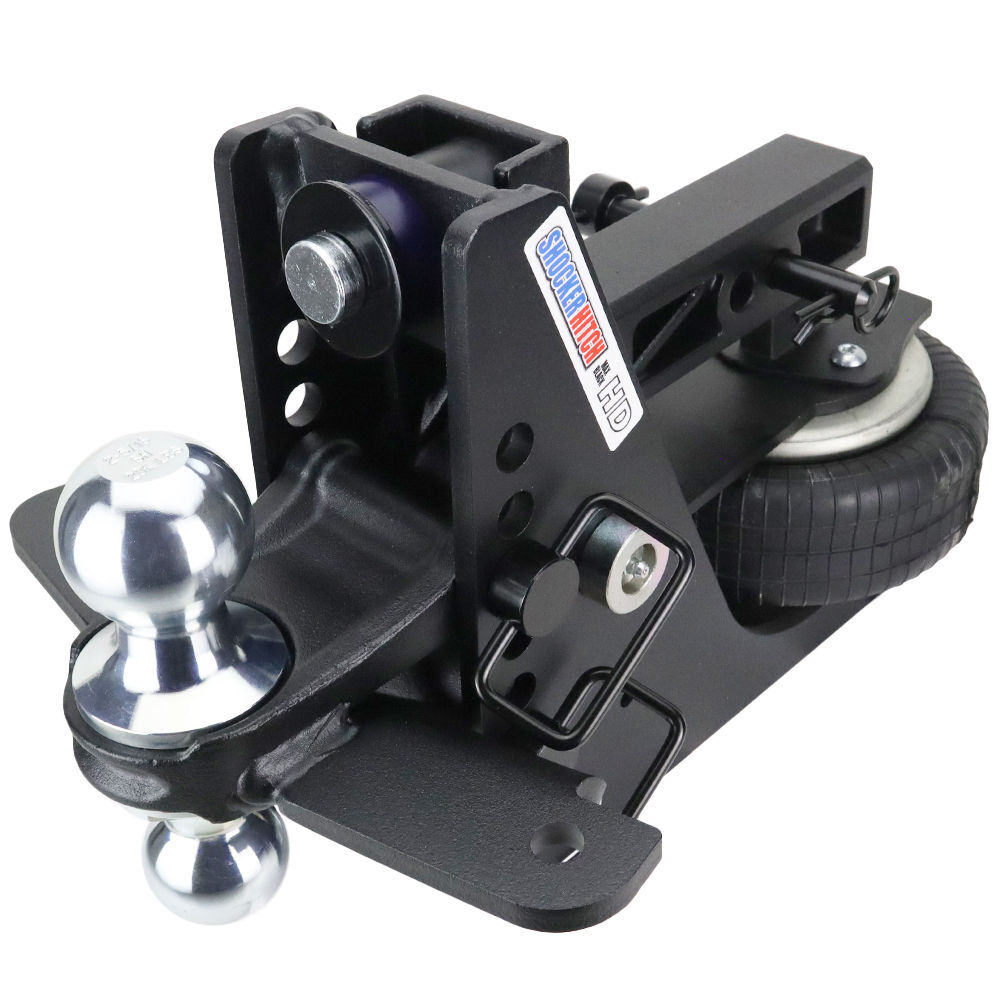 Shocker Hitch HD 20K Max Black 2 Inch Air Receiver Hitch & Chrome Combo Sway Bar Tab Ball Mount 2 Inch & 2 5/16 Inch Hitch Balls, large image number 1
