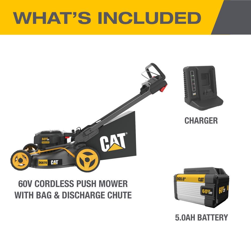 CAT DG670 60V 21in Brushless Lawn Mower Kit, large image number 12