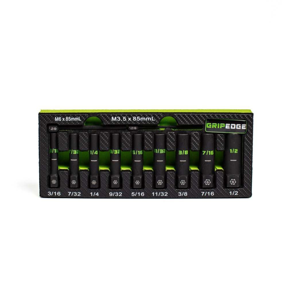 GripEdge Tools Rounding Prevention Technology 1/4 Inch Drive SAE Deep Socket Extractor Set 9 Pieces, large image number 1