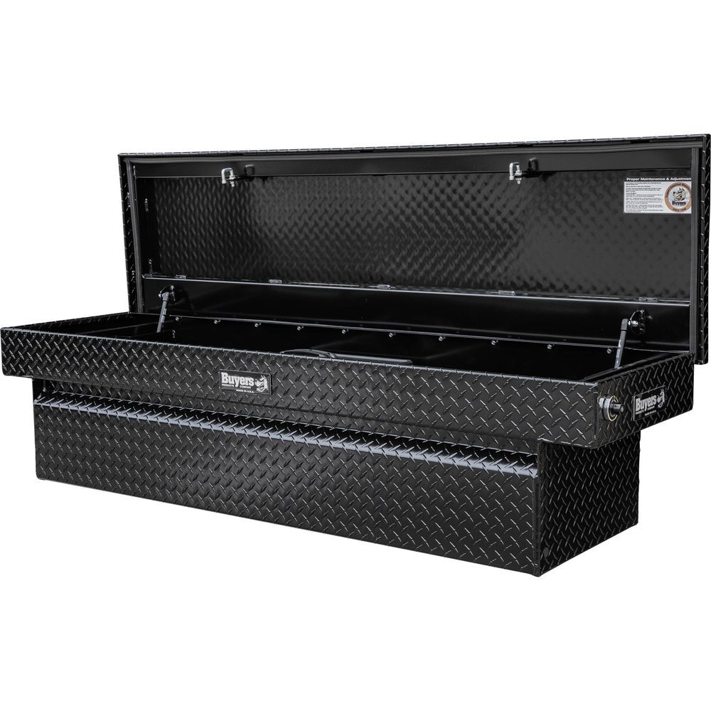 Buyers Products Company 18 Inch x 27 Inch x 71 Inch Diamond Tread Aluminum Crossover Truck Box, Gloss Black, large image number 4
