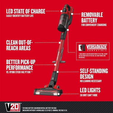 CRAFTSMAN V20* Cordless Stick Vacuum Kit, large image number 4