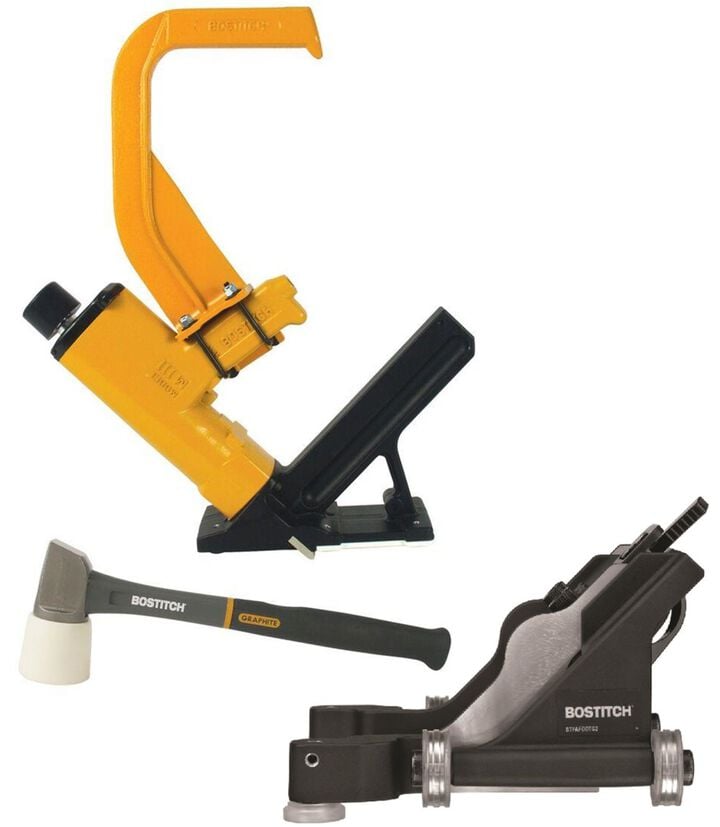 Bostitch Hardwood Flooring Cleat Nailer & Rolling Base Flooring Attachment Bundle