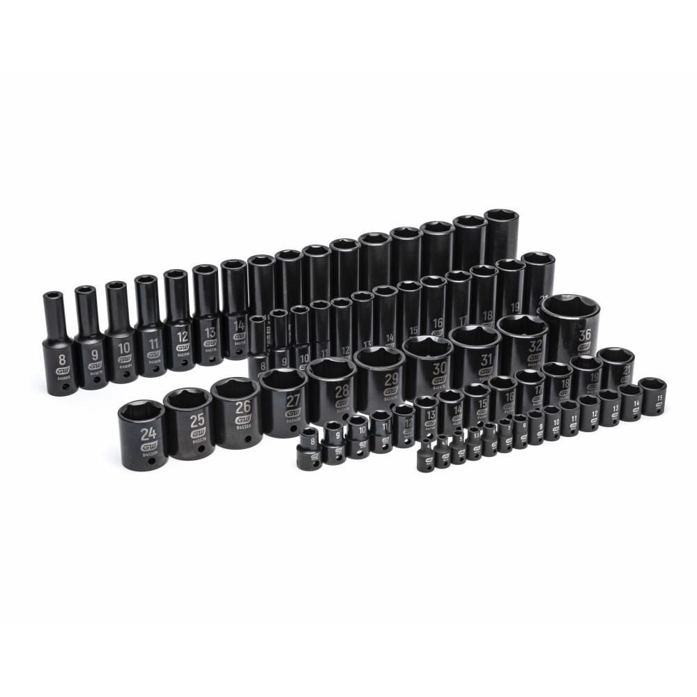 GEARWRENCH 1/4, 3/8, 1/2 Drive 6 Point Metric Impact Socket Set in Foam Storage Tray 66pc, large image number 5