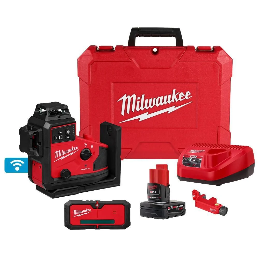 Milwaukee M12 Green 360 3-Plane Laser with Automatic Alignment & Receiver, large image number 1