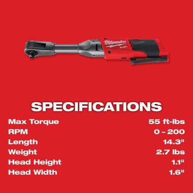 Milwaukee M12 FUEL 3/8 in. Extended Reach Ratchet (Bare Tool), large image number 6