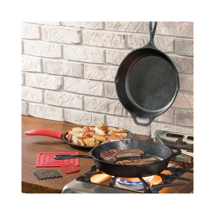 Lodge Cast Iron Black Essential Seasoned Cast Iron Pan Set 7 Pieces, large image number 1