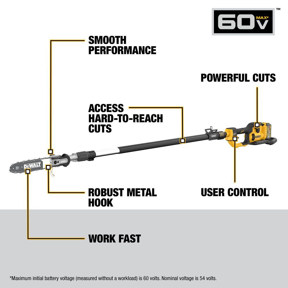 DEWALT 60V Cordess Pole Saw Kit, Telescoping, large image number 4