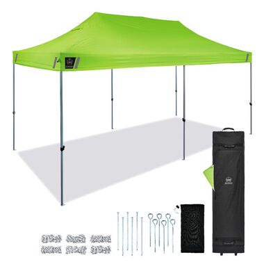 Ergodyne Shax 6015 Single Lime Heavy Duty Pop Up Tent 10' x 20'