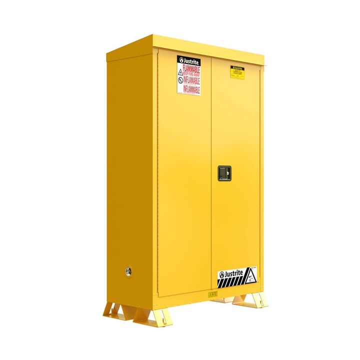 Justrite 45 Gallon 2 Shelves Self Close Doors Outdoor Storage Cabinet, large image number 2