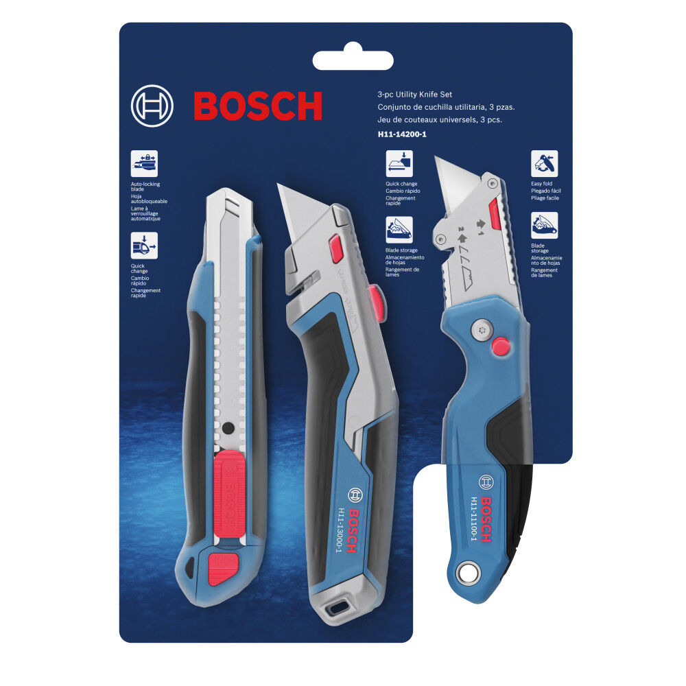 Bosch Utility Knife Set, 3 Pieces H11-14200-1 - Acme Tools