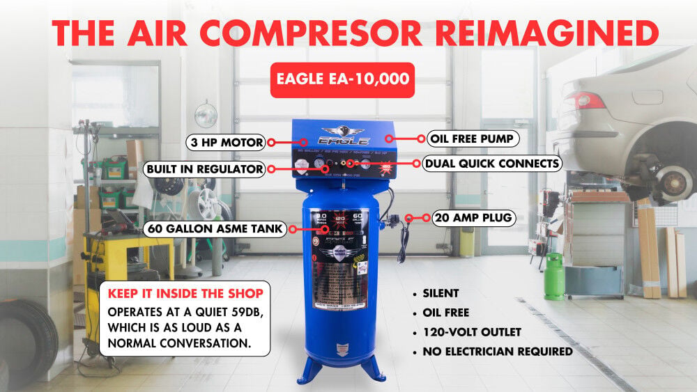 Eagle Compressor Silent Series Air Compressor 60 Gallon Electric Portable, large image number 13