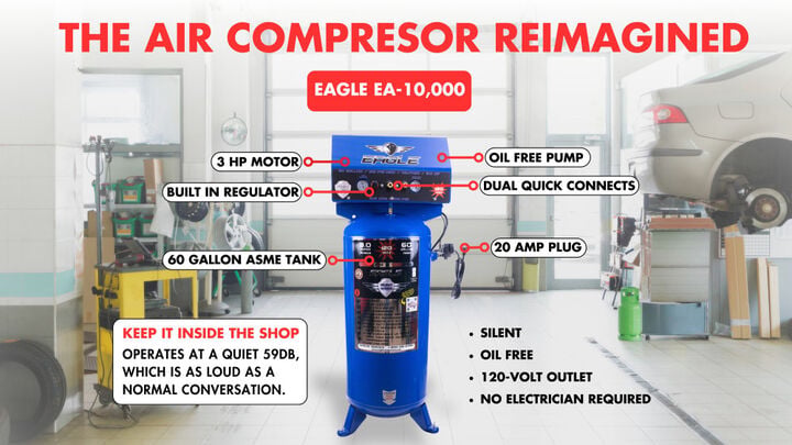 Eagle Compressor Silent Series Air Compressor 60 Gallon Electric Portable, large image number 12