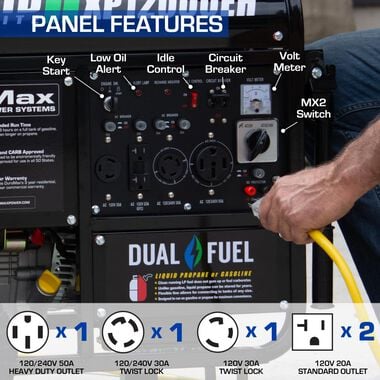 Duromax XP12000EH Dual Fuel Portable Generator - 12000 Watt Gas or Propane Powered-Electric Start- Home Back Up and RV Ready 50 State Approved, large image number 3