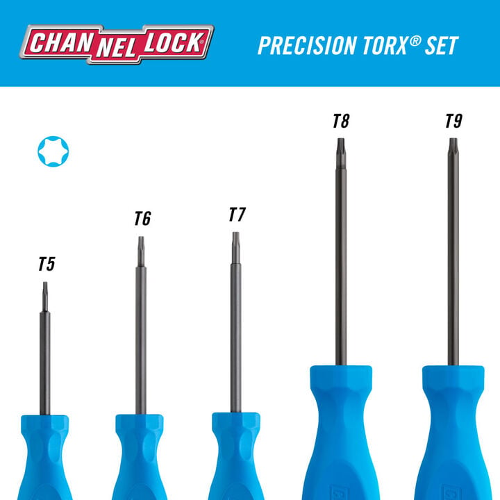 Channellock Precision TORX Screwdriver Set 5 Pieces, large image number 2