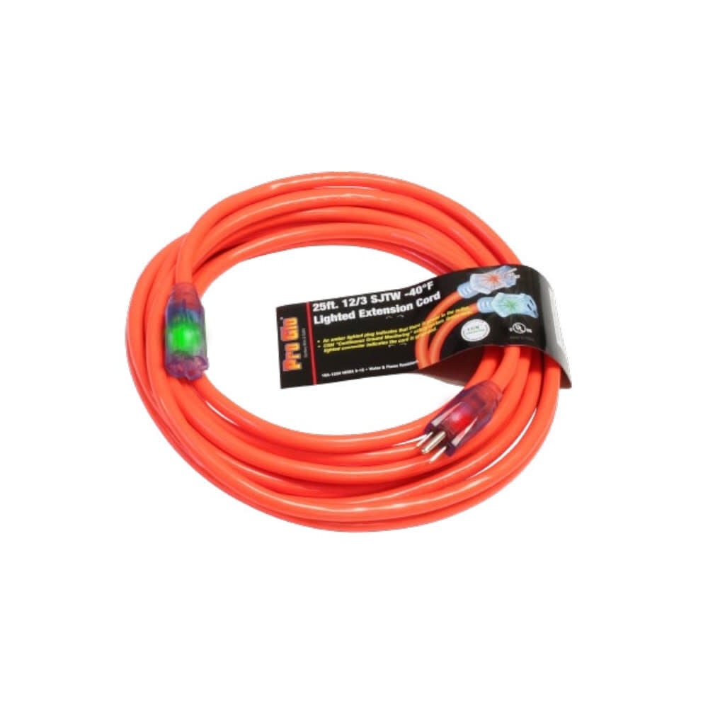 Century Wire ProGlo 25 ft 12/3 SJTW Orange Coldweather Lighted Extension Cord – D17442025