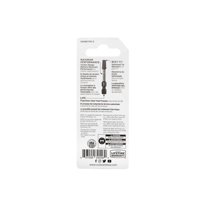 Crescent APEX Torx Vortex Impact Power Bit T30 x 2in, large image number 2