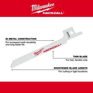 Milwaukee M12 HACKZALL Bi-Metal Blade - Wood Scroll 5PK, large image number 4