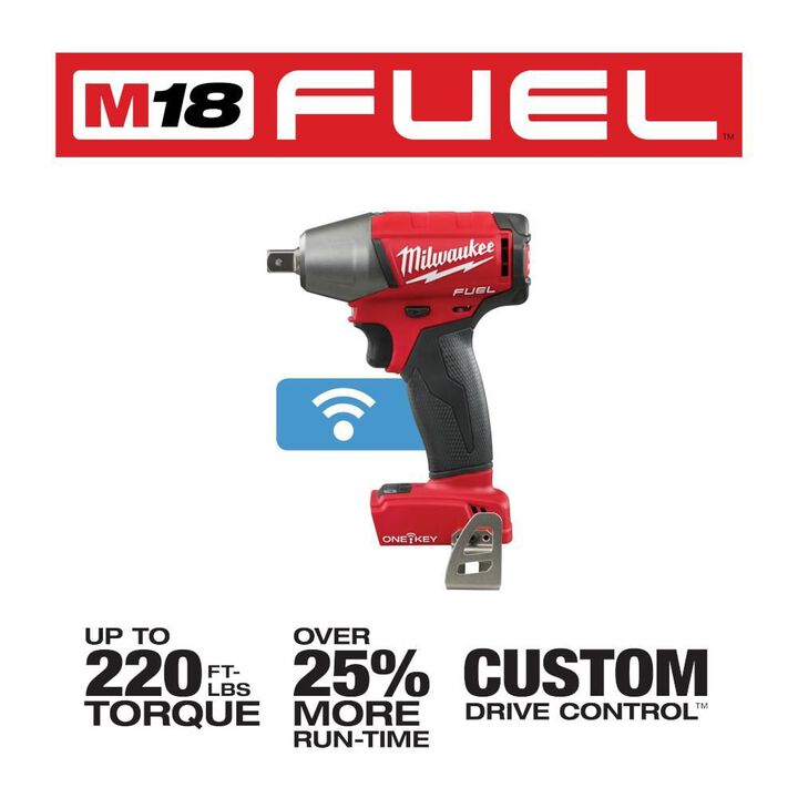 Milwaukee M18 FUEL 1/2 in. Compact Impact Wrench with Pin Detent with ONE-KEY (Bare Tool), large image number 1