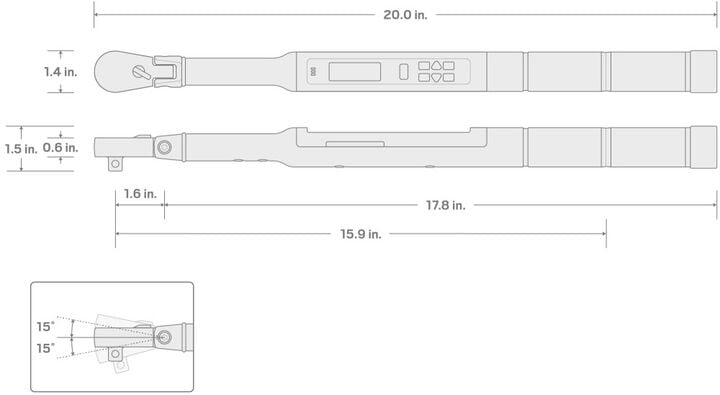 Tekton 3/8 Inch Dual-Direction Electronic Torque Wrench 10 - 100 ft-lb, large image number 6