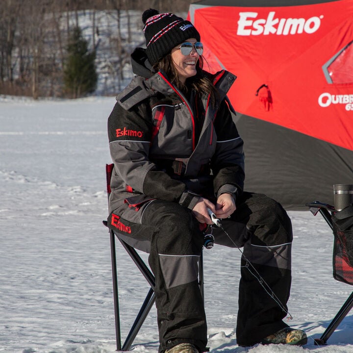 Eskimo Folding Ice Fishing Chair with 600 Denier Plaid Pattern Fabric and Carrying Bag, large image number 2