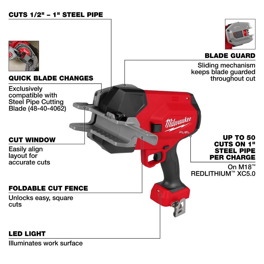 Milwaukee Promotional M18 FUEL 1/2 Inch - 1 Inch Steel Pipe Cutter (Bare Tool), large image number 9