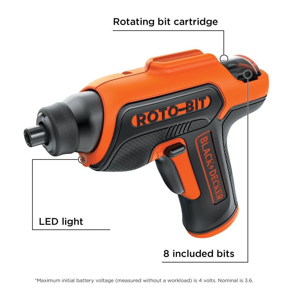 Black and Decker ROTO-BIT 4-Volt Max 3/8-in Cordless Screwdriver Kit, large image number 4