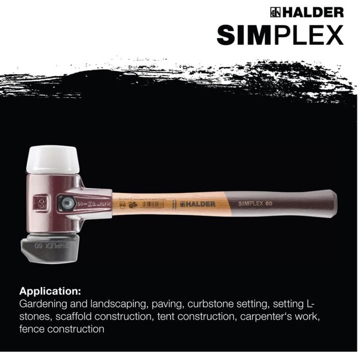 Halder Inc SIMPLEX Plus Box Gardening & Landscaping Rubber & Plastic Head Soft-Face Mallet D60 with Wood Handle & Spirit Level, large image number 8