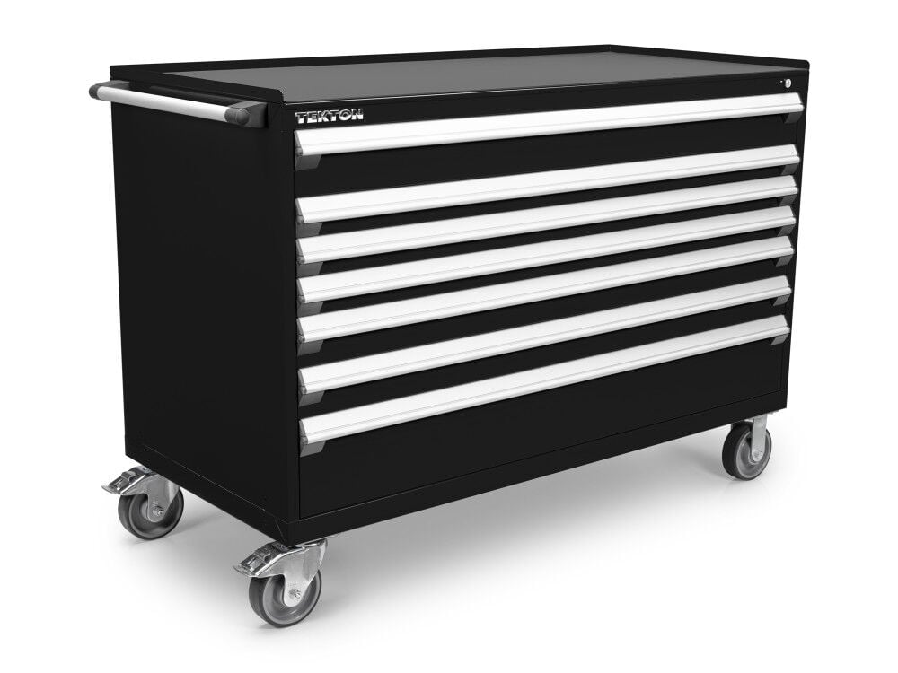 Tekton 7-Drawer Tool Cabinet, Steel Top and Mat, Black (60 x 27 x 41-1/2 Inch) – OCL63100STM