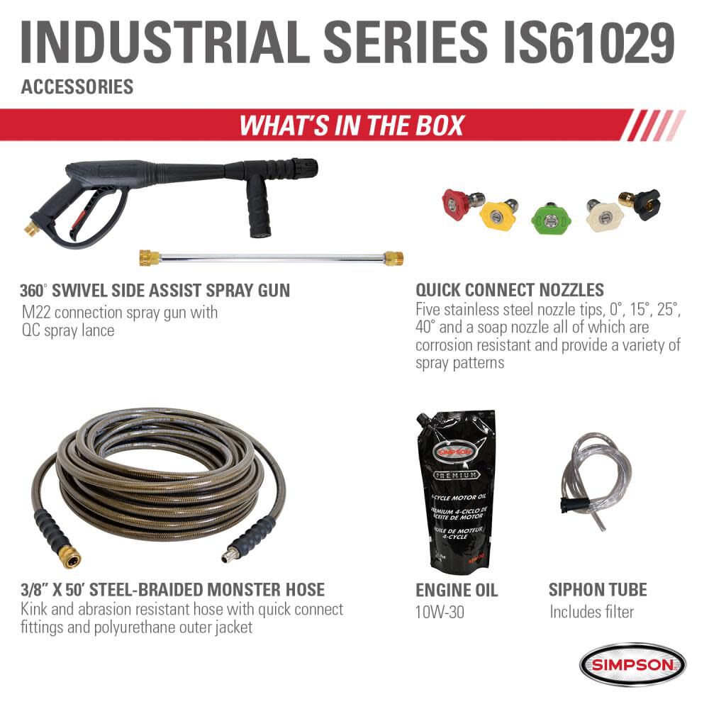 Simpson Industrial Series 4400 PSI 4.0 GPM Gas Powered Cold Water Pressure Washer with 5 Spray Tips, large image number 9