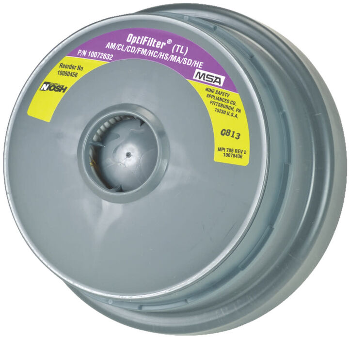 MSA Safety Works Cartridge type AM/CL/CD/FM/HC/HS/MA/SD/HE/HF OptimAir TL Powered Respirator 6pk