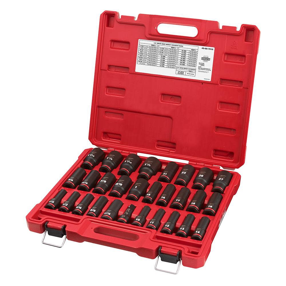Milwaukee 1 2in Drive Sae Metric Deep 6 Point Socket Set 29pc 49 66 7016 Sansujyuku sansujyuku.com