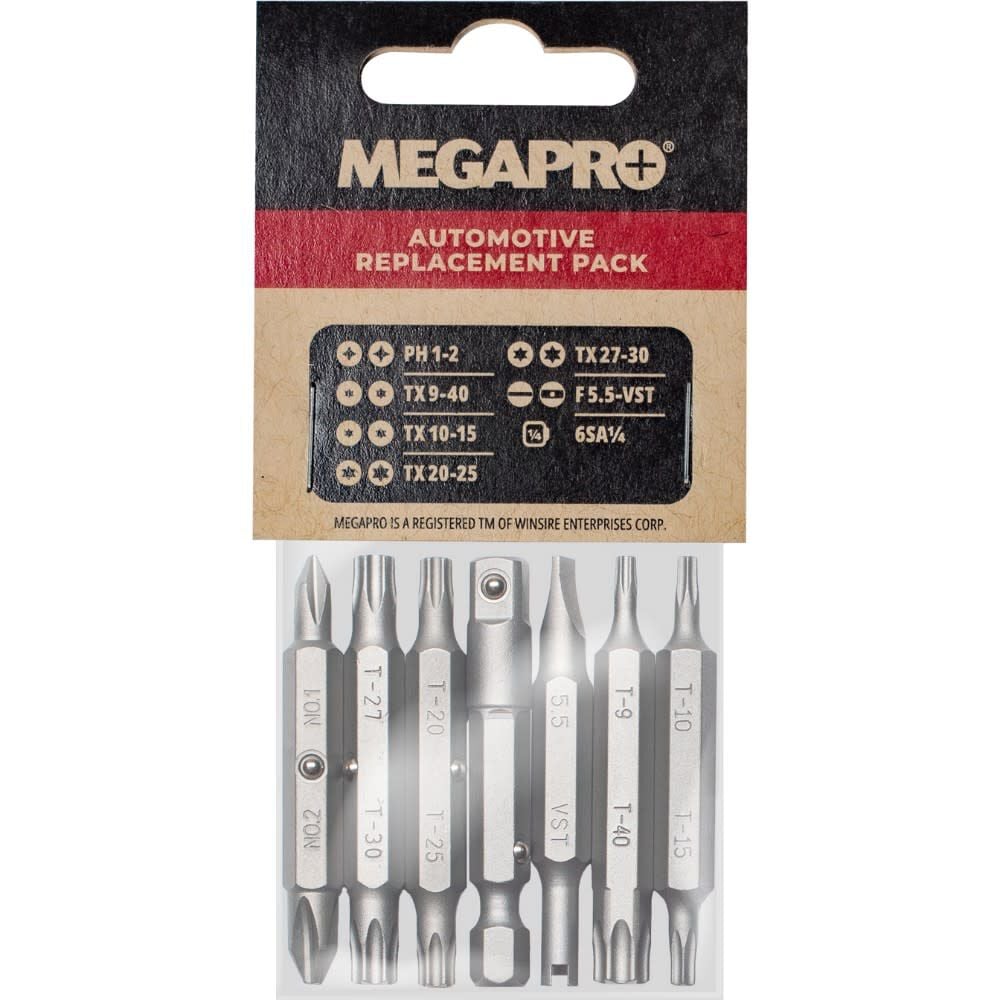 Megapro Replacement Bit Set for 15-in-1 Multi-Bit Screwdriver – 6REPLACEMENT-AUTO