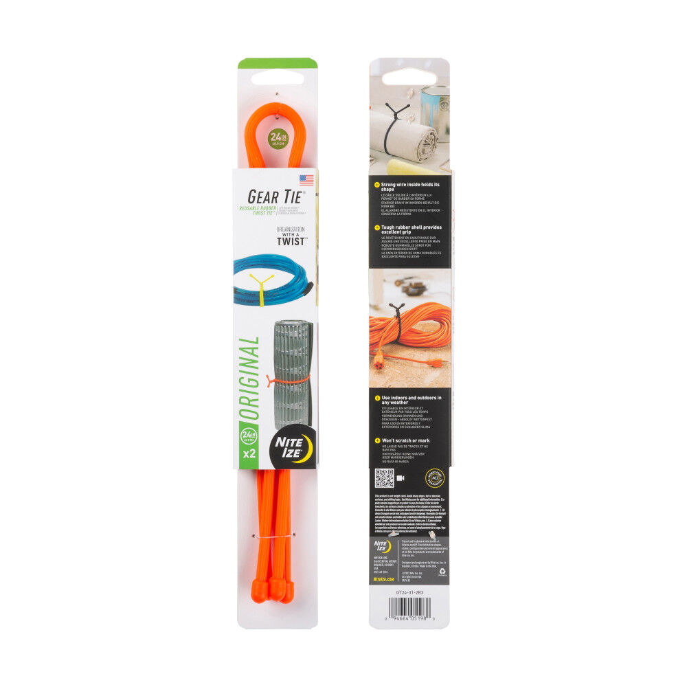 Nite Ize Gear Tie Reusable Rubber Twist Tie 24in 2pk Br. Orange, large image number 3
