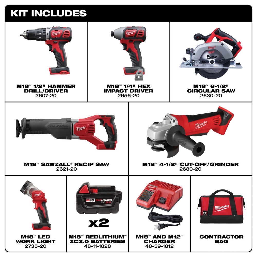 Milwaukee M18 Cordless Lithium-Ion 6-Tool Combo Kit, large image number 6