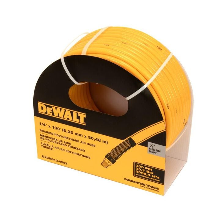 DEWALT 1/4 Inch x 100 Ft. Braided Polyurethane Air Hose