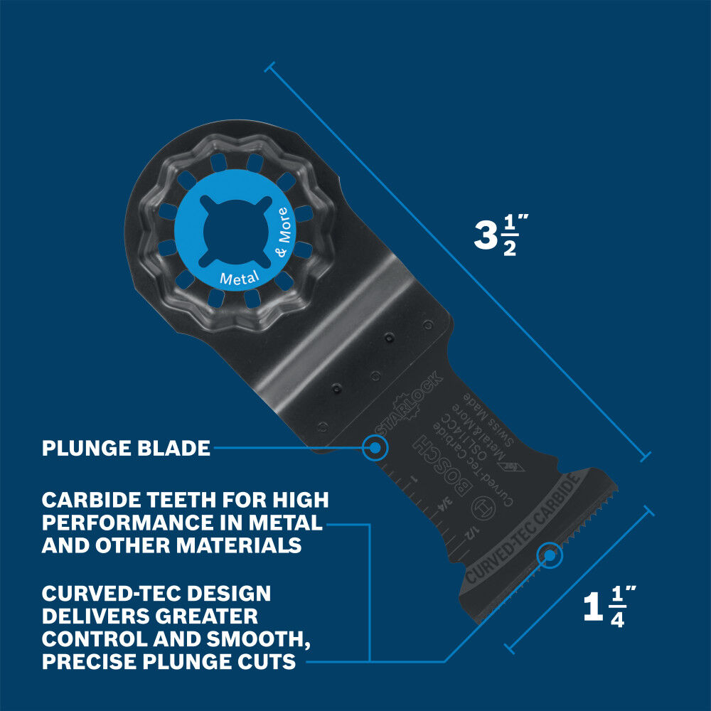 Bosch 1-1/4 Inch Starlock Oscillating Multi-Tool Curved-tec Carbide Extreme Plunge Blade, large image number 2