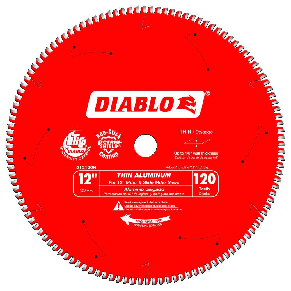Diablo Tools 12 inch x 120 Tooth TCG Thin Aluminum Cutting Miter Saw Blade with 1 inch Arbor, large image number 2