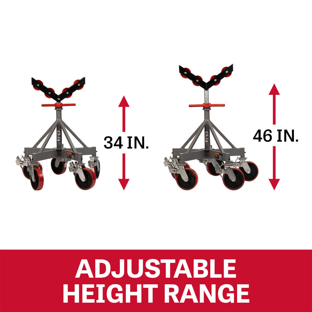 JET 5-Leg Pipe Jack Stand with Casters and Steel Rollers, large image number 3
