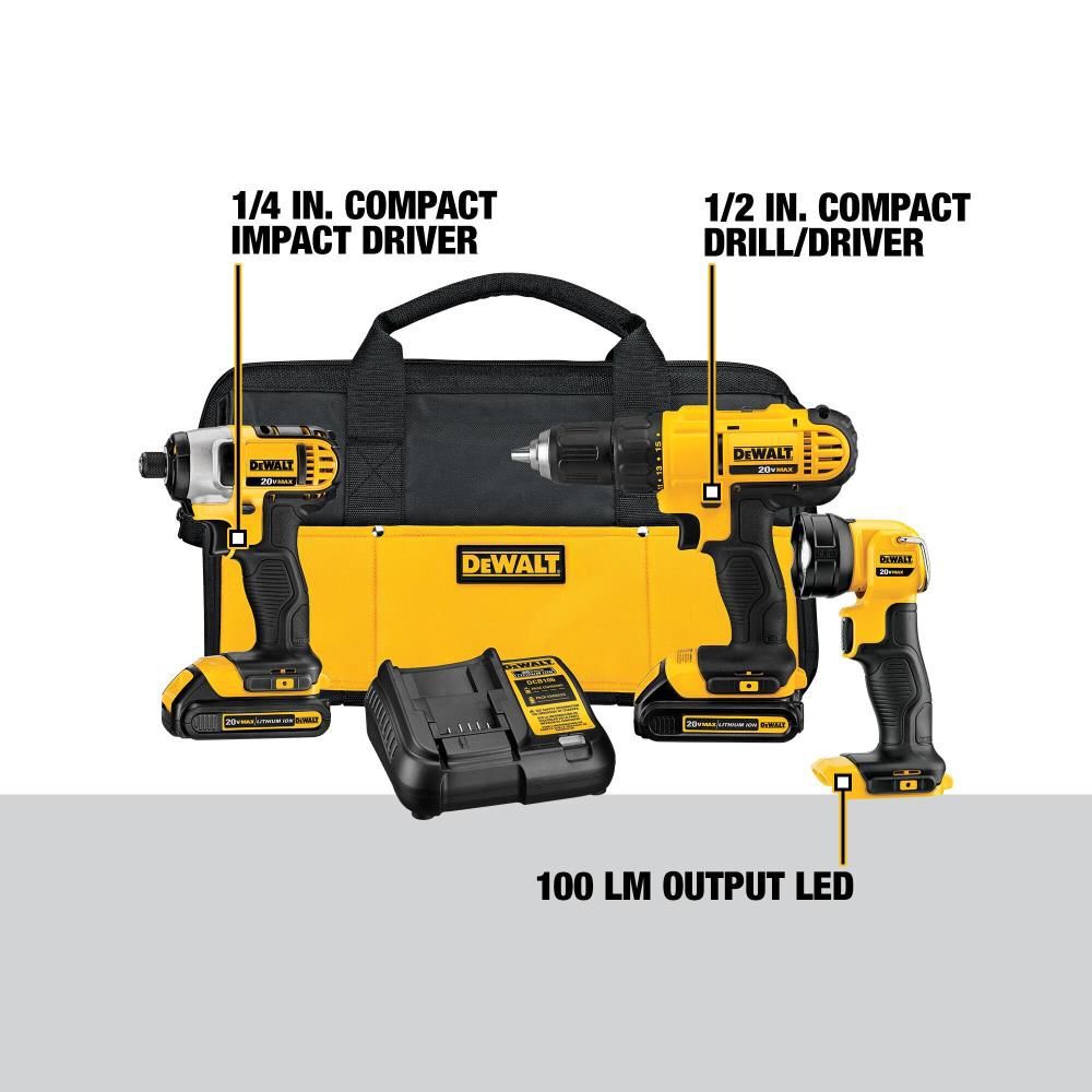 DEWALT 20V MAX 3 Tool Combo Lithium Ion Kit, large image number 3