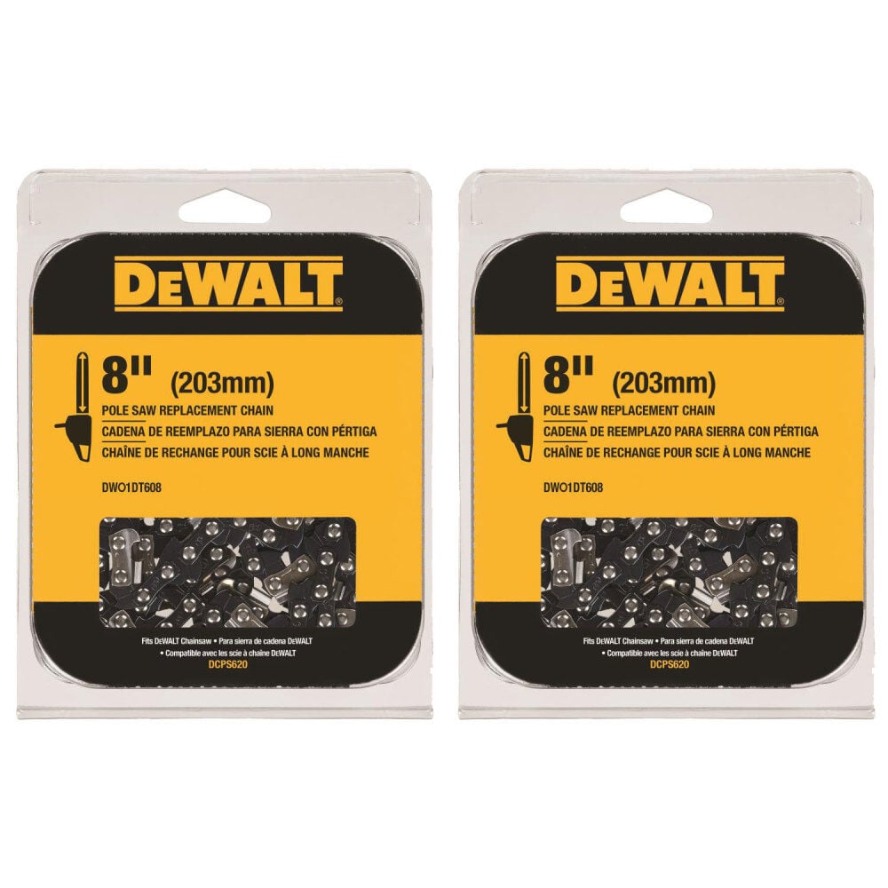 DEWALT 8" Chainsaw Chain Replacement for DCCS623 and DCPS620, 2 Pieces, large image number 2