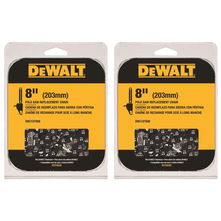 DEWALT 8" Chainsaw Chain Replacement for DCCS623 and DCPS620, 2 Pieces, large image number 1