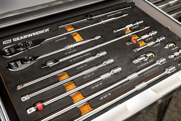 GEARWRENCH 16 Piece 1/2 Inch, 21 Piece 3/8 Inch, 18 Piece 1/4 Inch Ratchet and Drive Set Bundle, large image number 4