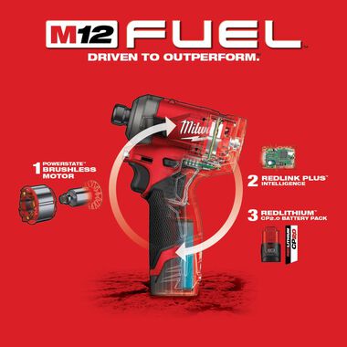 Milwaukee M12 FUEL SURGE 1/4 in. Hex Hydraulic Driver 2 Battery Kit, large image number 6