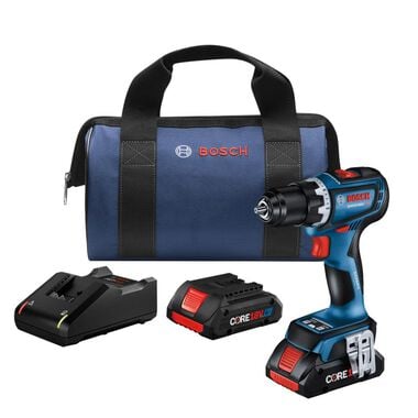 Bosch 18V Brushless Connected-Ready 1/2 Inch Drill/Driver Kit with 2pk CORE18V 4 Ah Advanced Power Battery