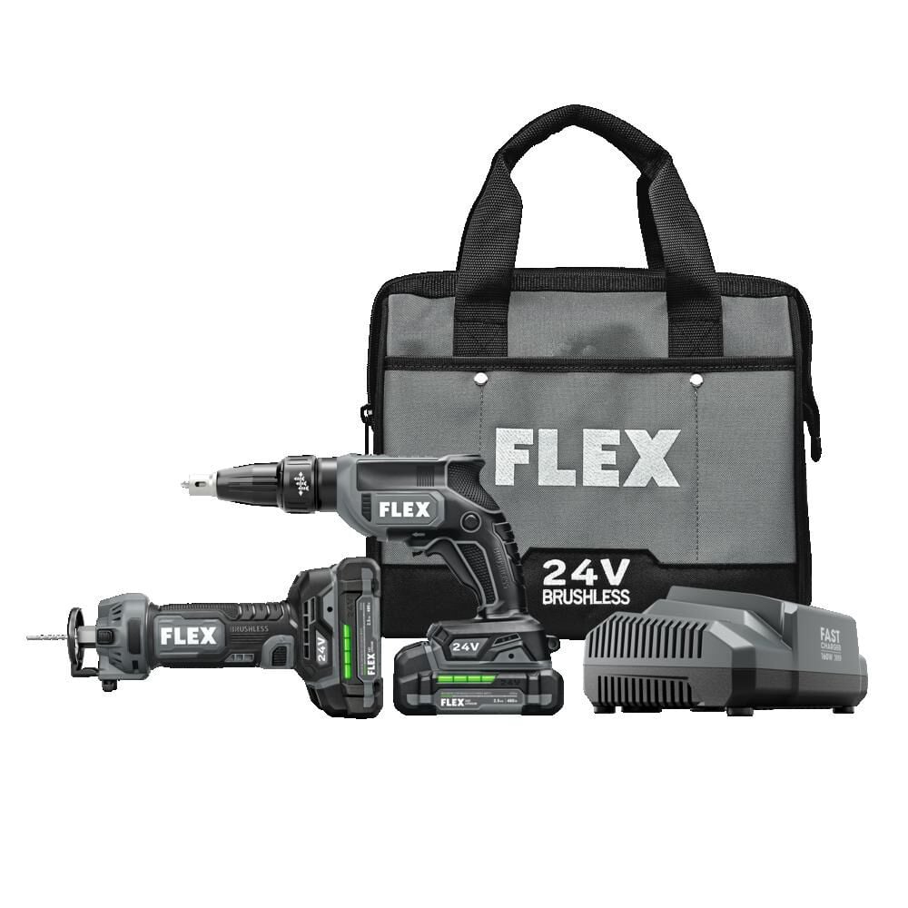 FLEX 24V 2 Tool Combo Kit Drywall Screw Gun & Cut Out Tool, large image number 3