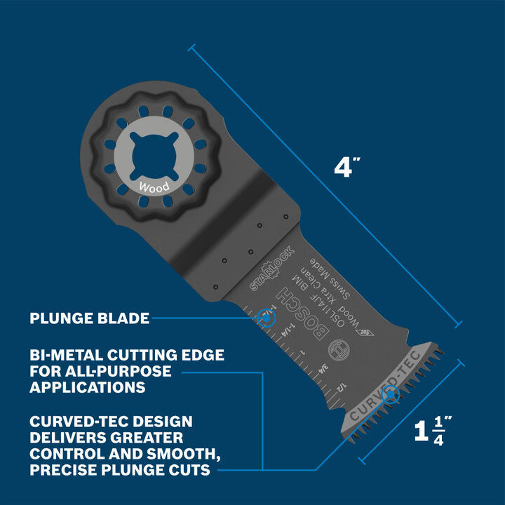 Bosch 1-1/4 Inch Starlock Oscillating Multi Tool Bi-Metal Xtra-clean Clean Plunge Cut Blade, large image number 1