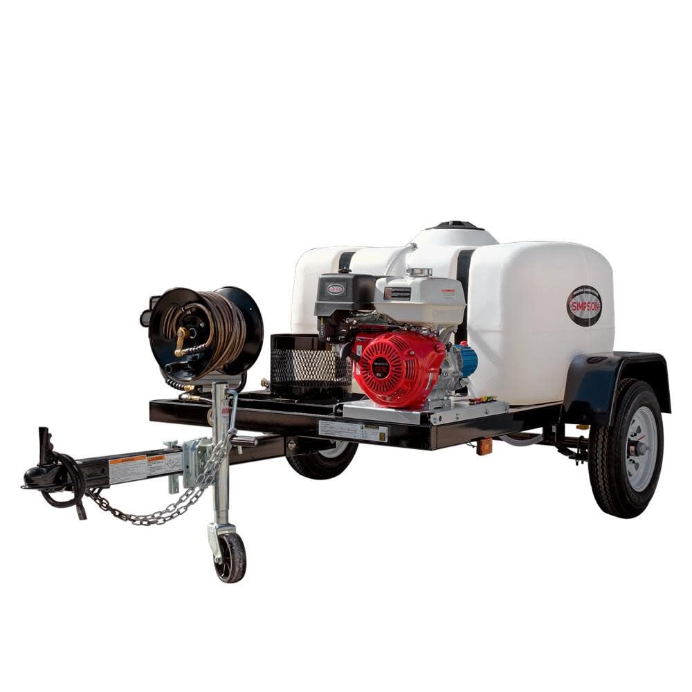 Simpson 4200 PSI 4.0 GPM Gas Powered Cold Water Pressure Washer Trailer with 5 Spray Tips – 95002