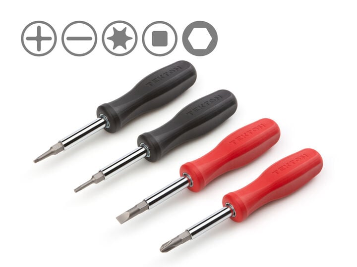 Tekton 6-in-1 Driver Set, 4 Pieces (Phillips, Slotted, Torx, Square)